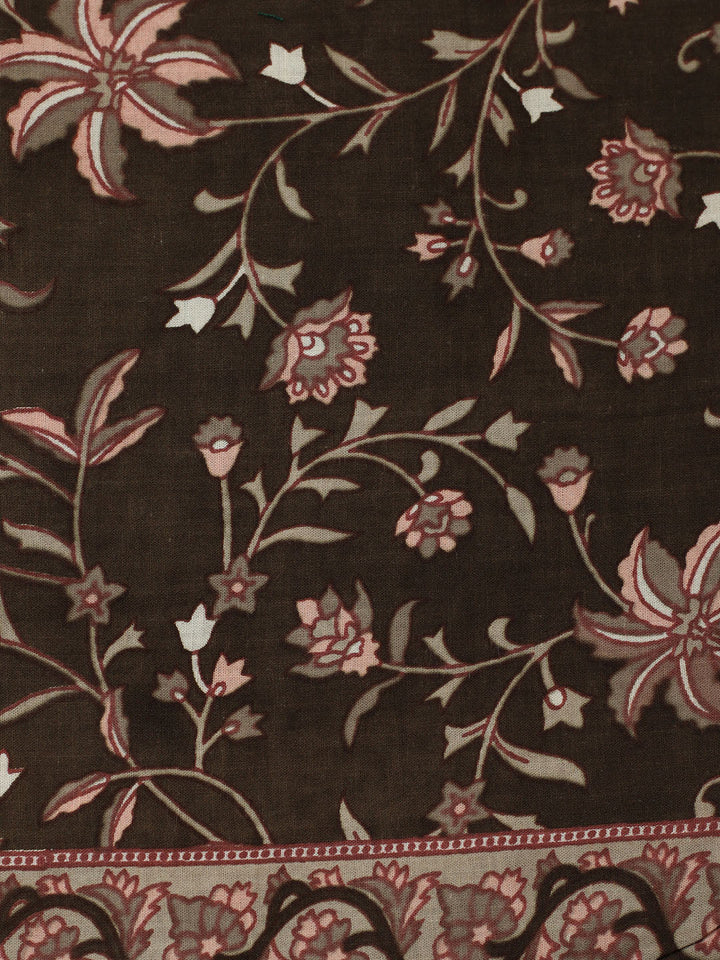 Printed Cotton Blend Unstitched Suit With Pant &amp; Dupatta