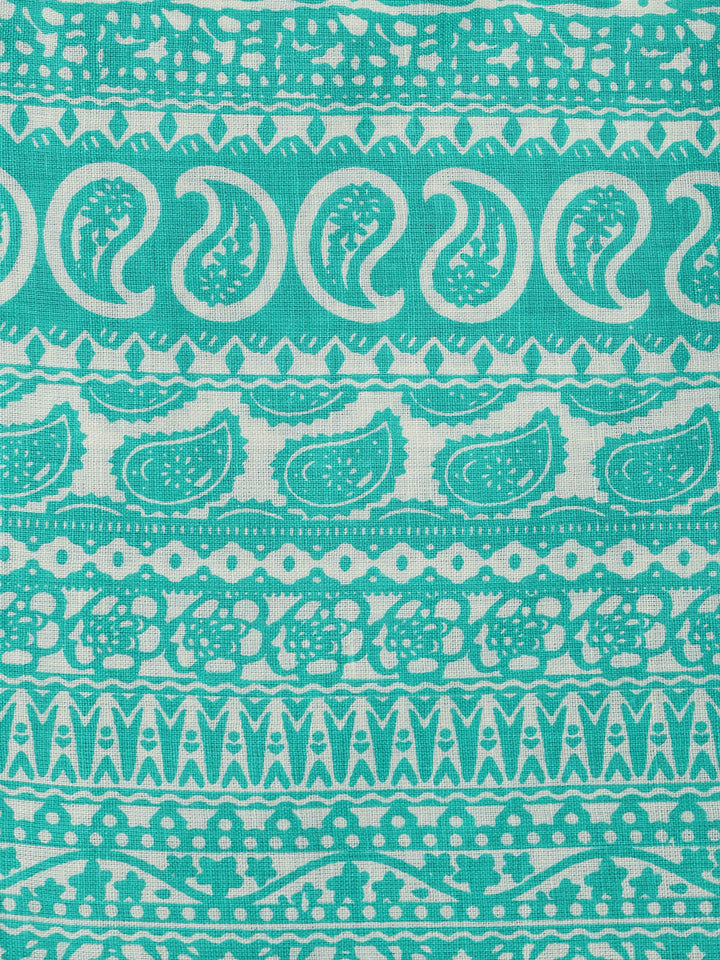 Printed Cotton Blend Unstitched Suit With Dupatta