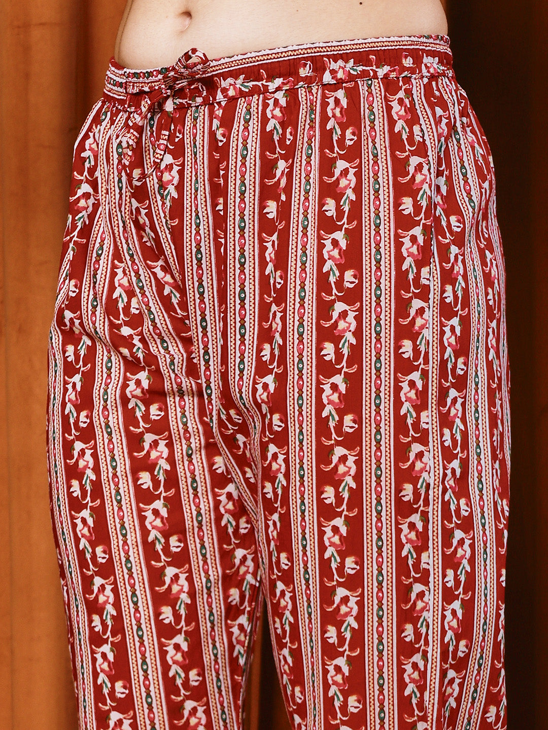 Printed Cotton Blend Kurta With Pants & Dupatta