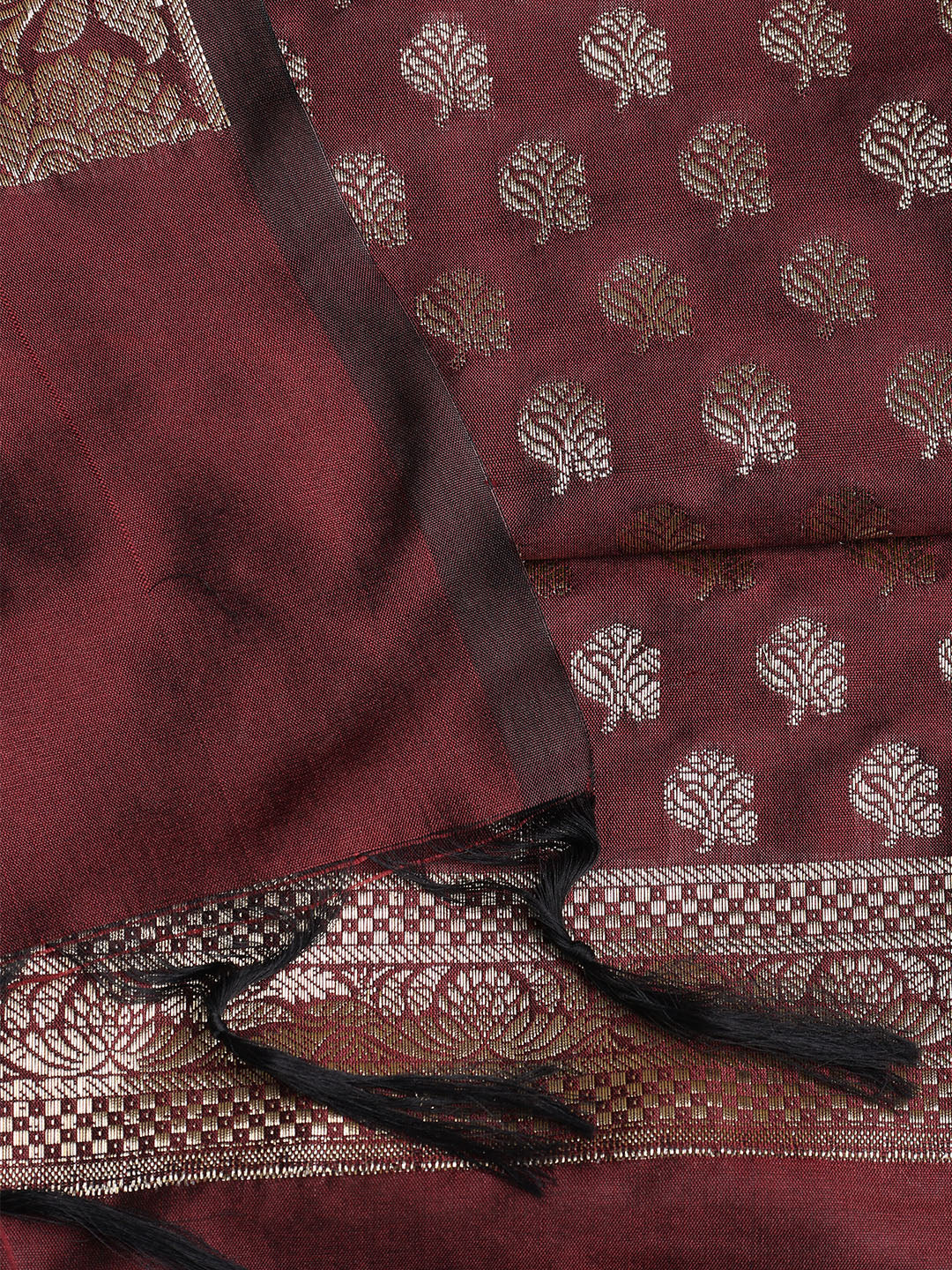 Woven Banarasi Chanderi Unstitched Suit With Dupatta