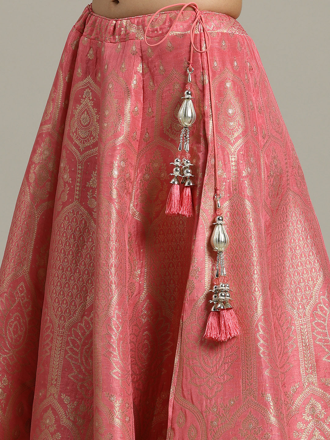 Embroidered Banarasi Choli With Lehenga &amp; Dupatta