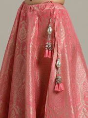 Embroidered Banarasi Choli With Lehenga & Dupatta