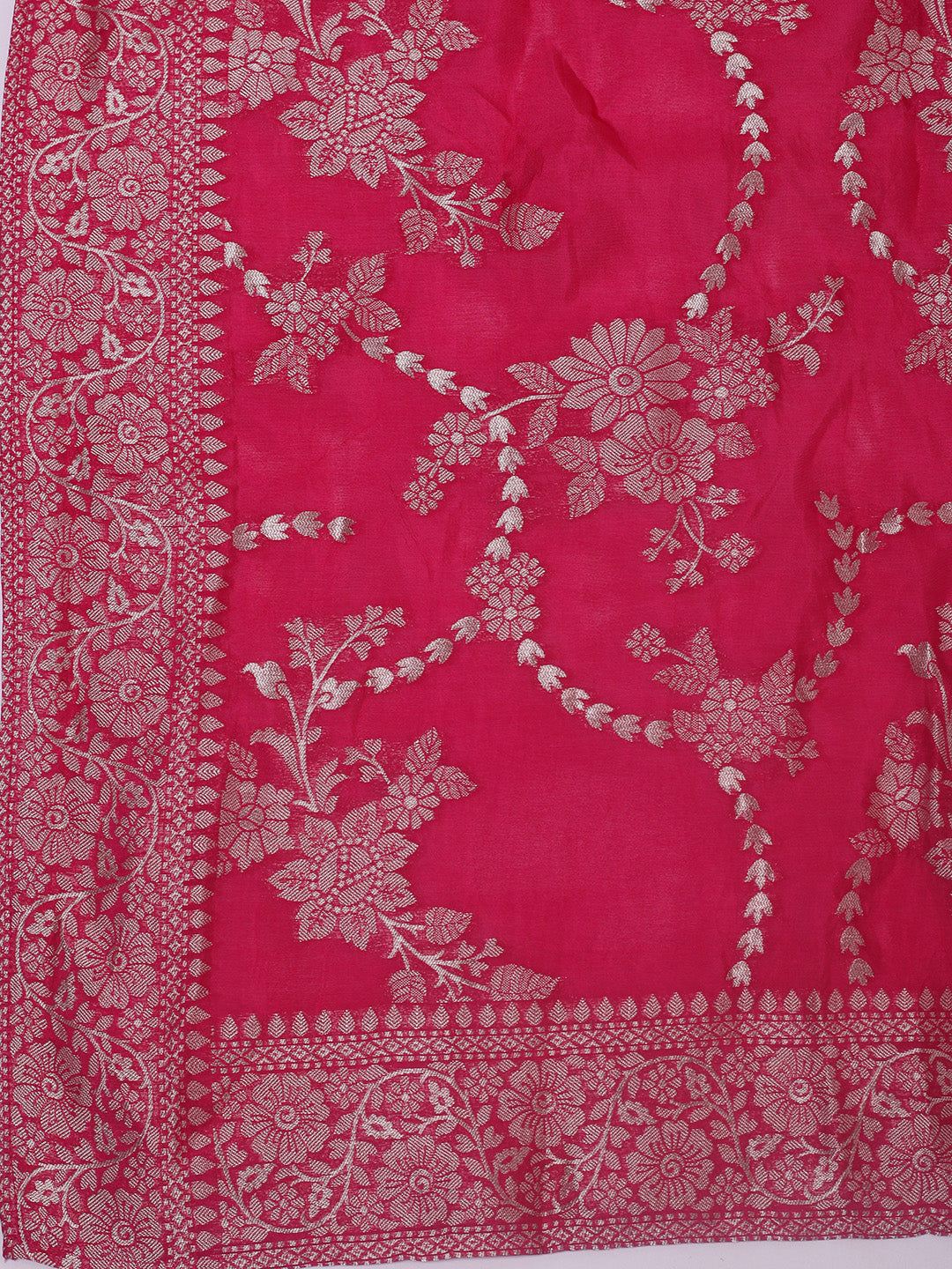 Embroidered Art Silk Suit With Pant &amp; Dupatta