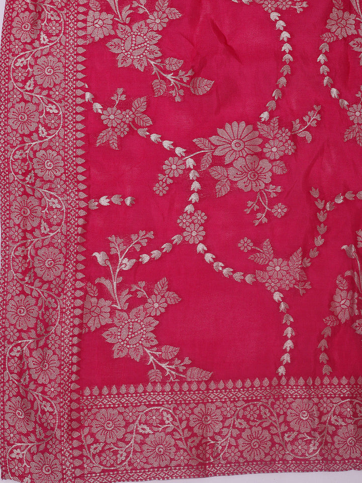 Embroidered Art Silk Suit With Pant &amp; Dupatta