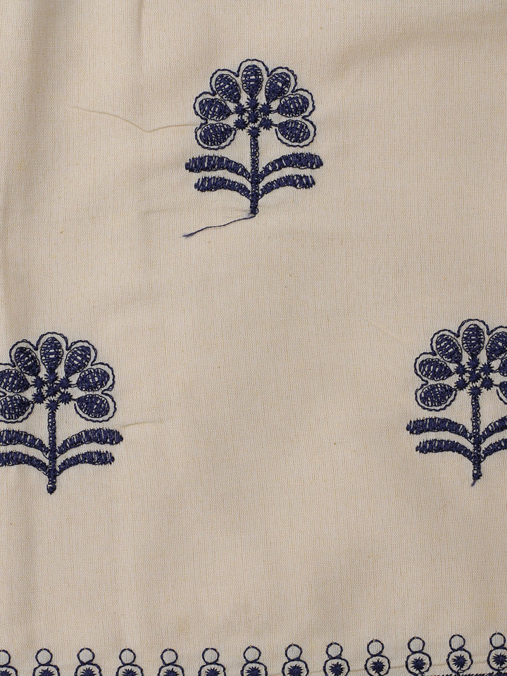 Neck Embroidered Cotton Blend Unstitched Suit With Dupatta