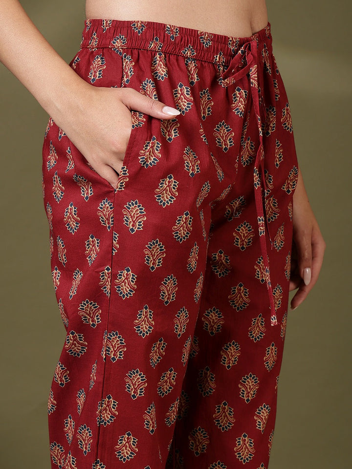 Printed Cotton Blend Kurta With Pant &amp; Dupatta