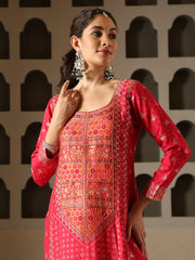 Banarasi Printed Embroidery Kurta With Pants & Dupatta