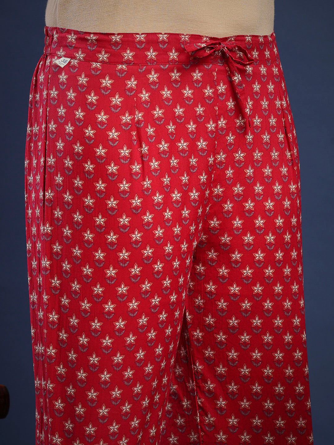 Pink Cotton Blend Printed Straight Suit Set