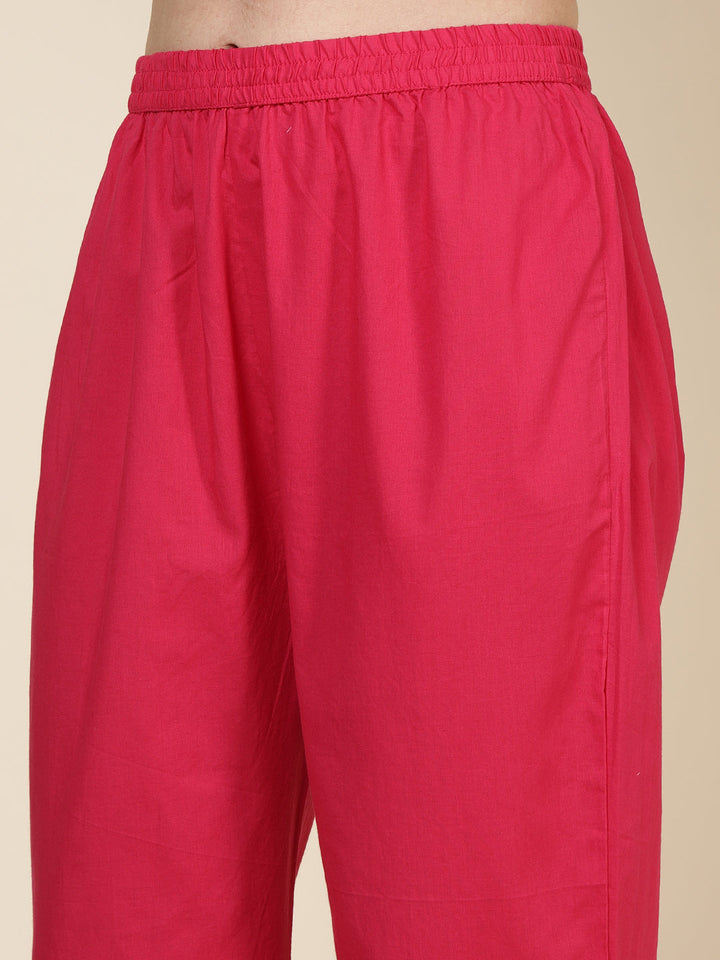 Printed Cotton Blend Kurta With Pants &amp; Dupatta