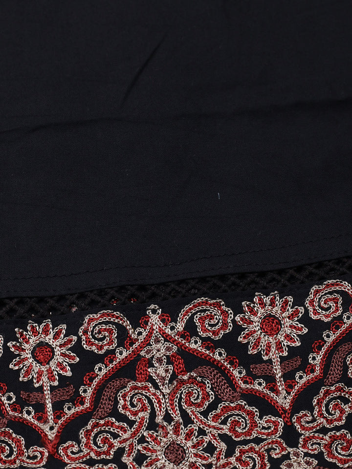 Embroidered Cotton Blend Unstitched Suit With Pant &amp; Dupatta