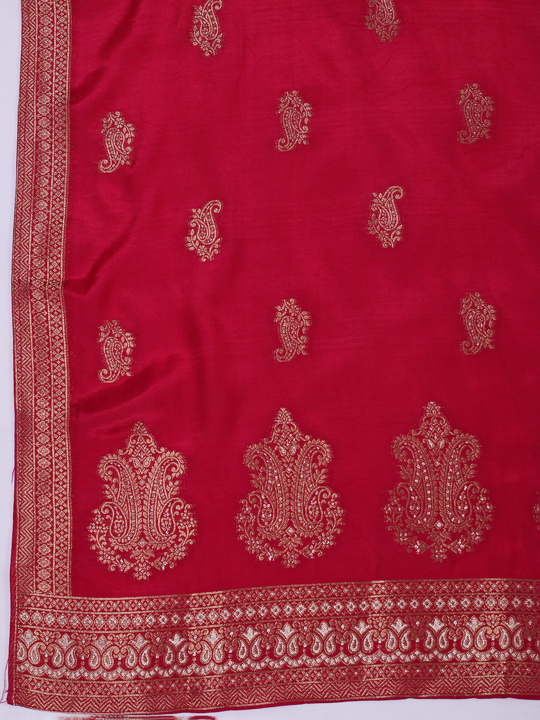 Embroidered Banarasi Suit With Pant &amp; Dupatta