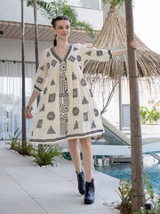 Resham Embroidered Cotton Blend Dress