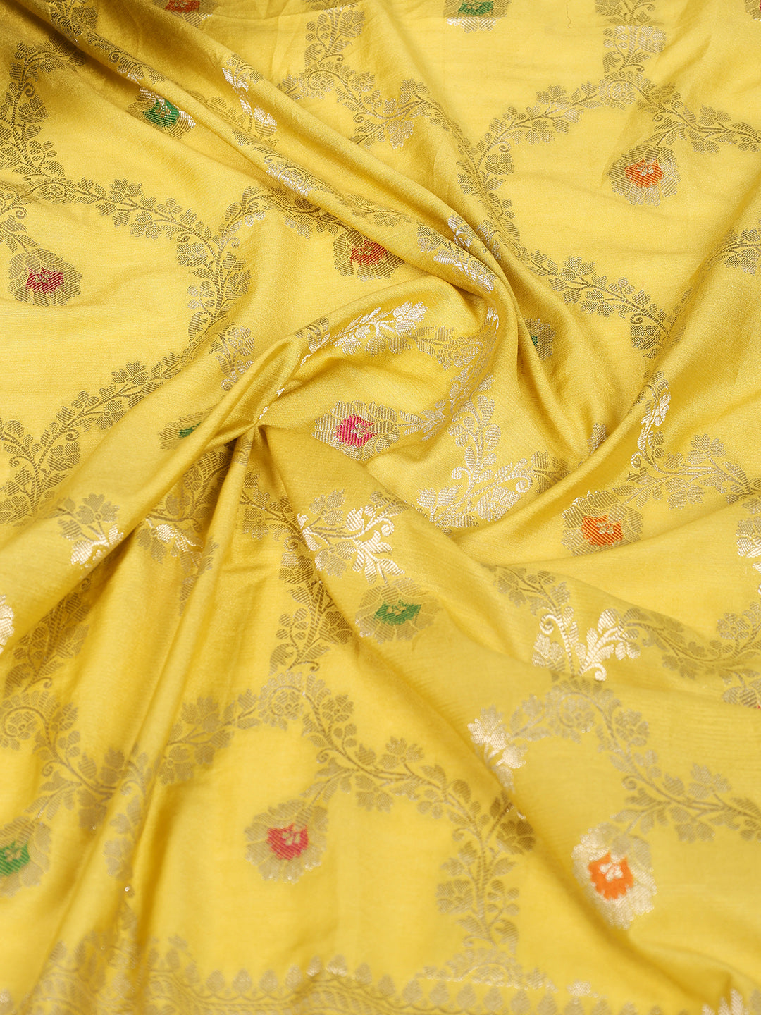 Zari Border Booti Cotton Blend Woven Saree