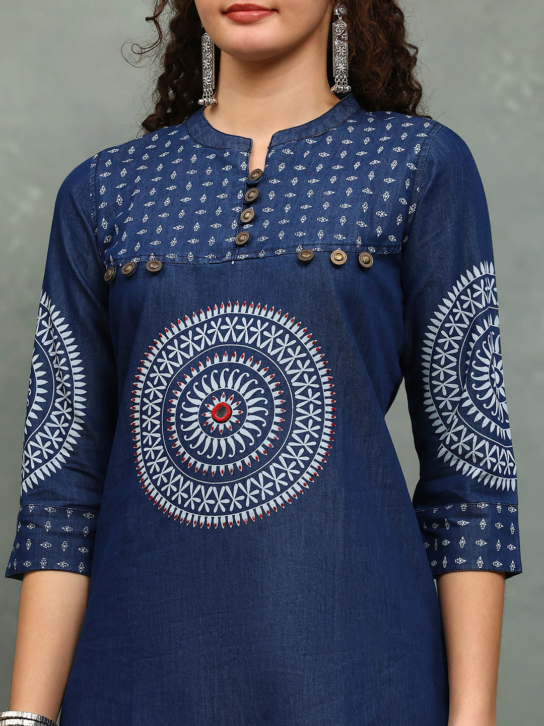 Printed Denim Kurta