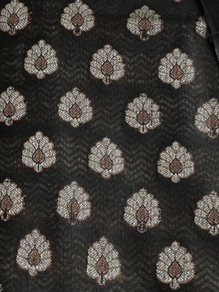 Woven Banarasi Chanderi Unstitched Suit With Dupatta