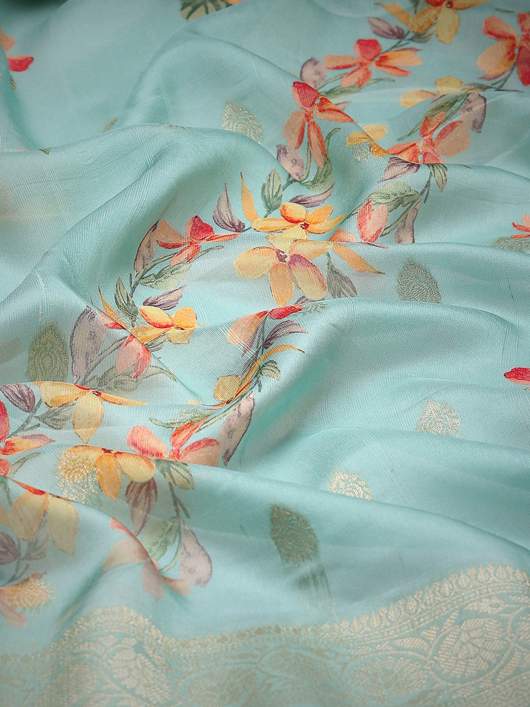Floral Printed Tussar Saree