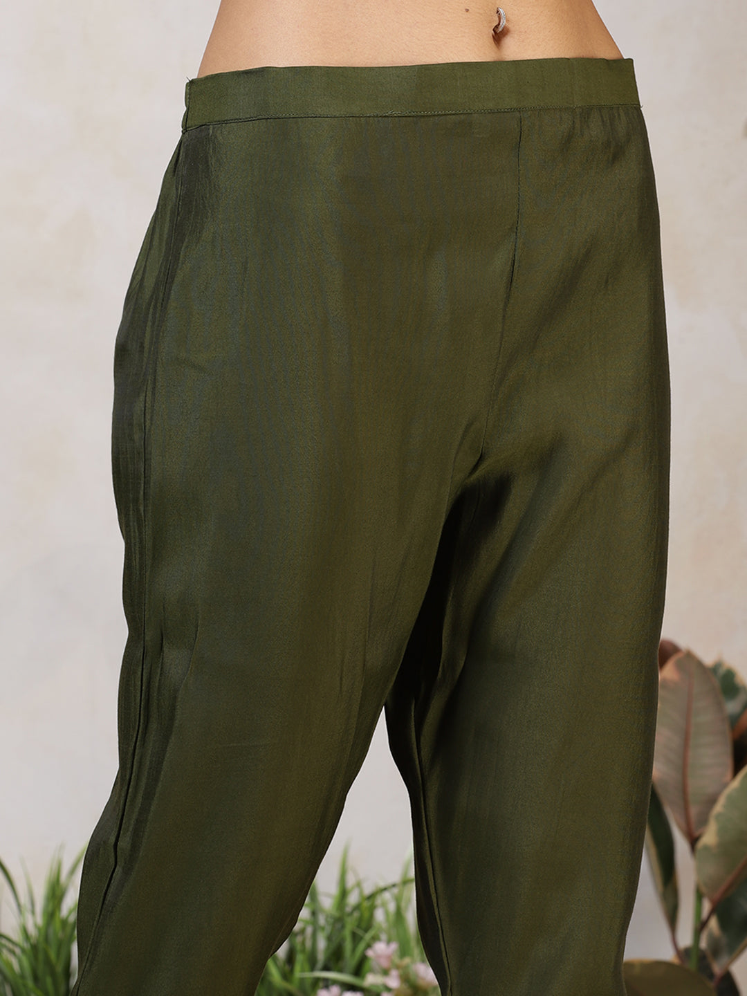 Embroidered Cotton Blend Kurta With Pants & Dupatta