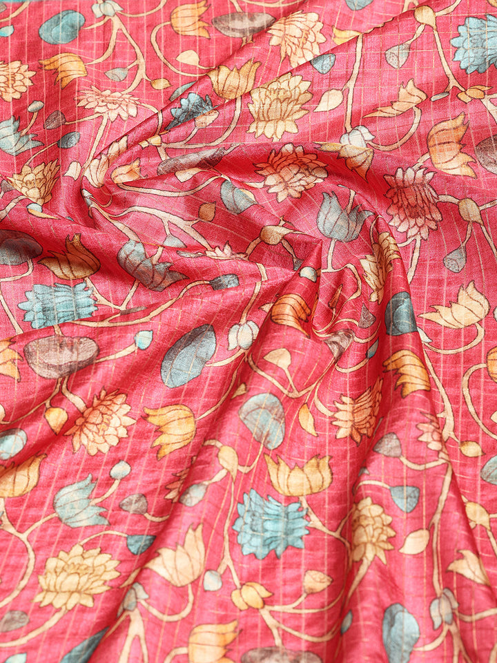 Digital Floral Printed Tussar Saree