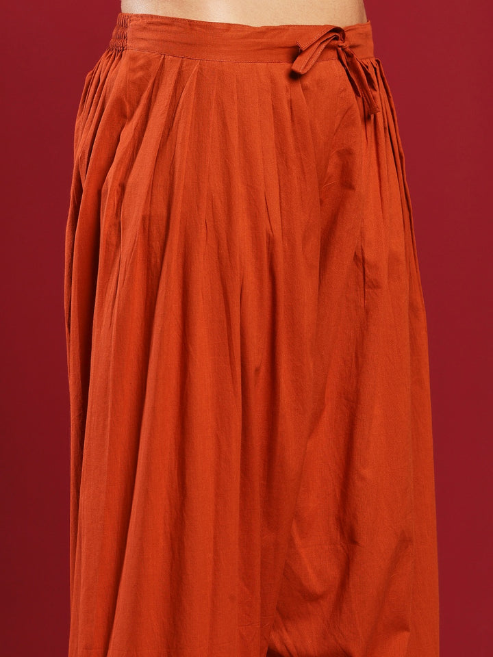 Embroidered Cotton Kurta With Pant &amp; Dupatta
