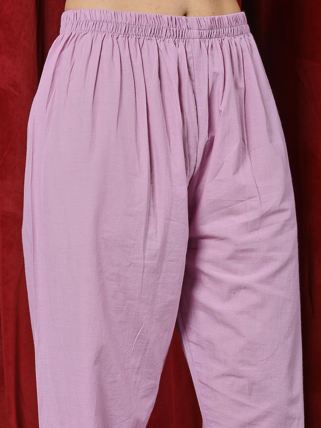 Floral Printed Cotton Blend Kurta With Pants