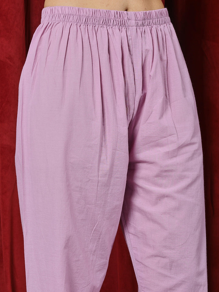 Floral Printed Cotton Blend Kurta With Pants
