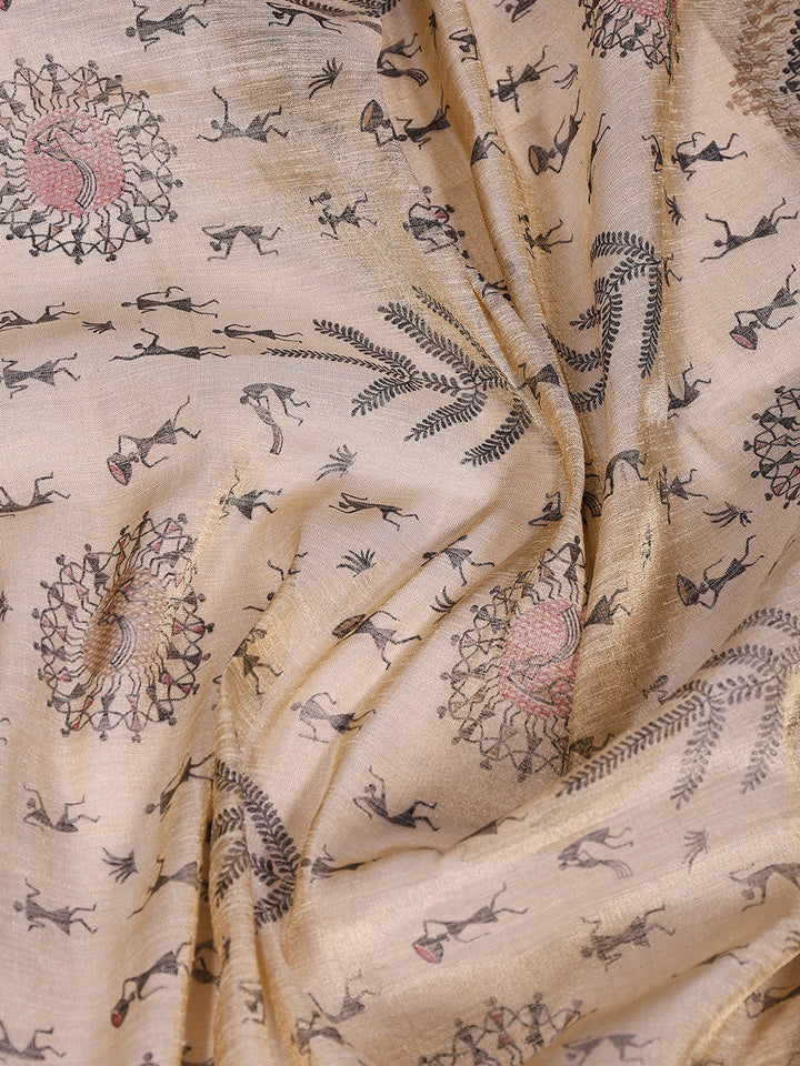 Zaari Border Cotton Blend Saree