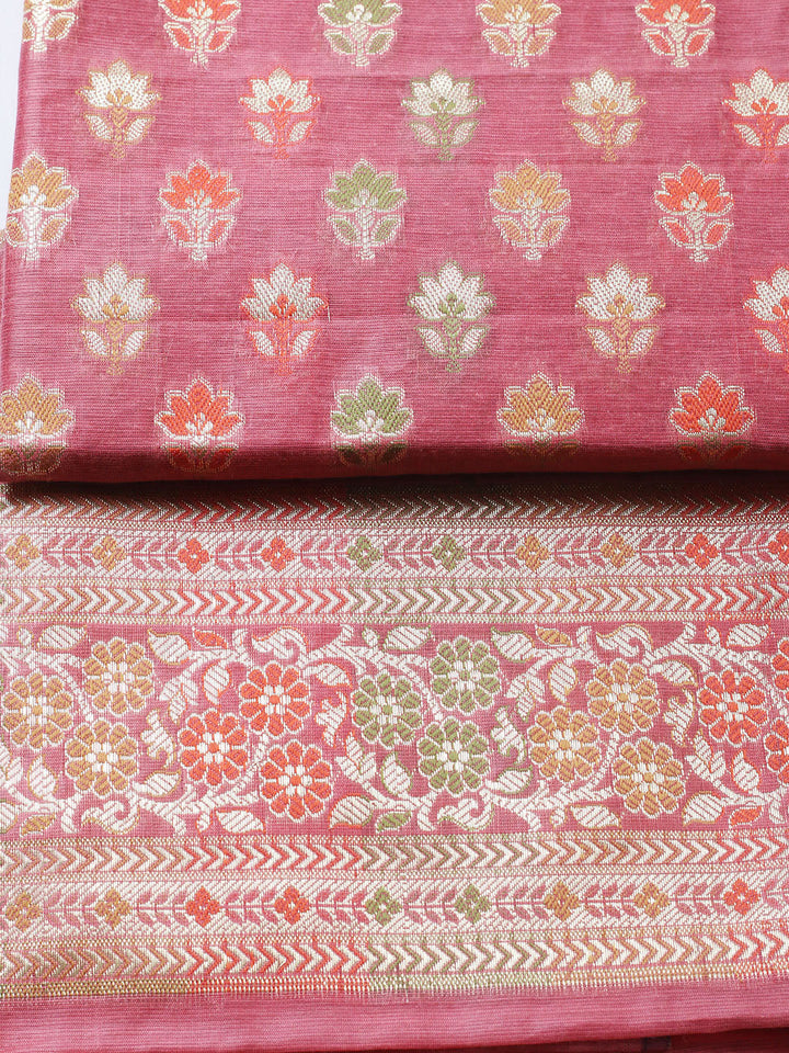 Banarasi Chanderi Unstitched Suit With Pant &amp; Dupatta