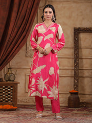 Printed Muslin Kurta With Pants & Dupatta