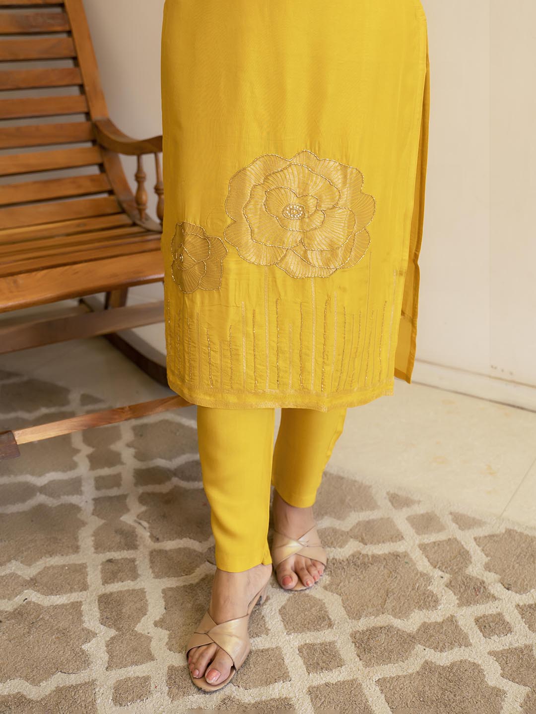 Embroidered Silk Kurta With Pant &amp; Dupatta