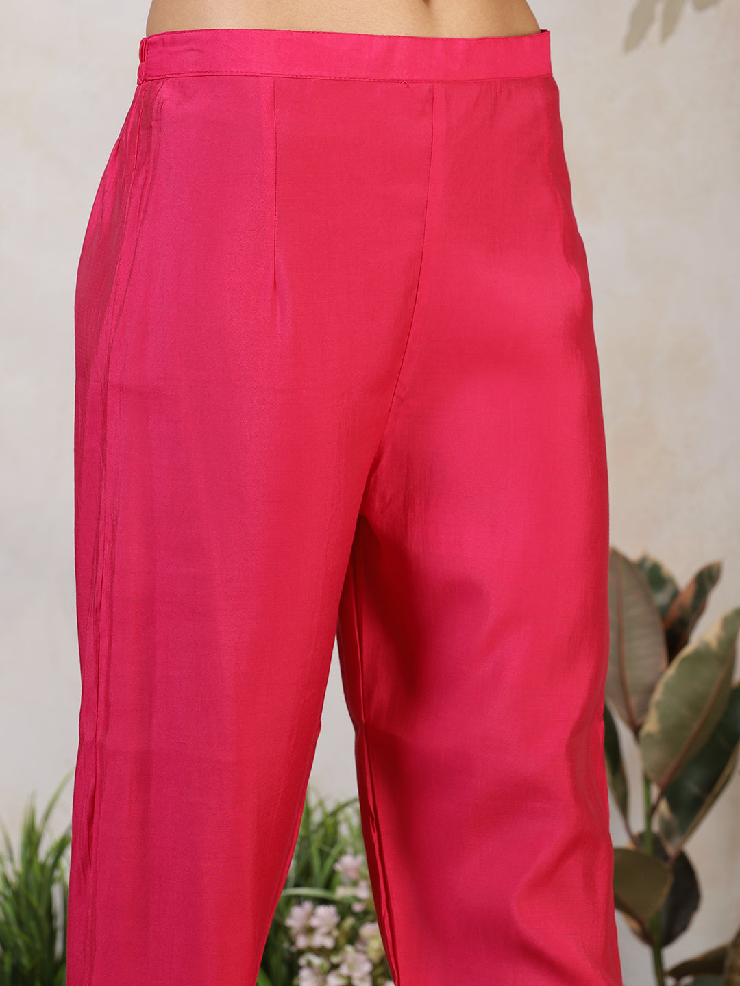 Embroidered Cotton Blend Kurta With Pants & Dupatta