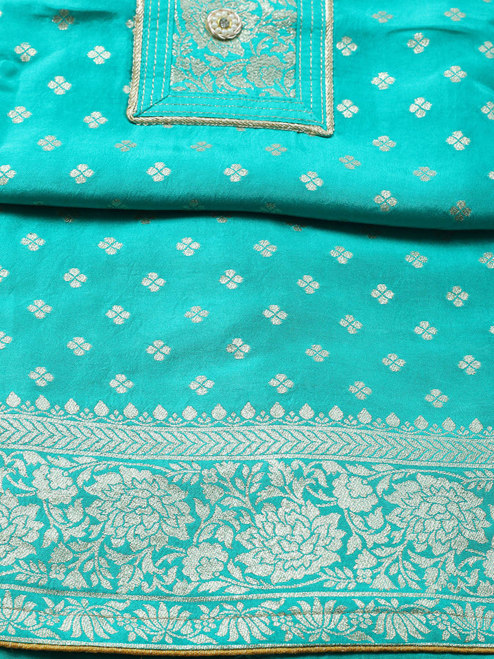Woven Design Chanderi Unstitched Suit With Pant &amp; Dupatta