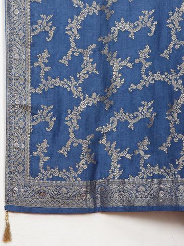 Woven Booti Chanderi Unstitched Suit Piece With Dupatta