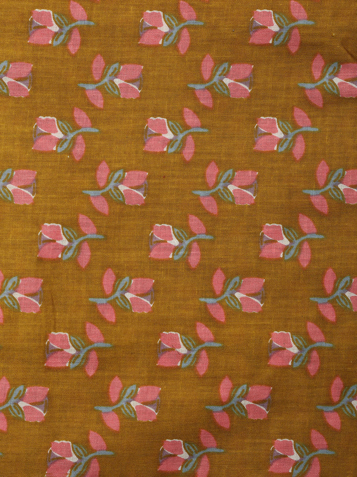 Printed Cotton Blend Unstitched Suit With Dupatta