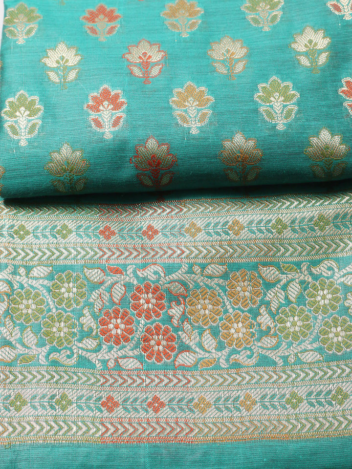 Banarasi Chanderi Unstitched Suit With Pant &amp; Dupatta