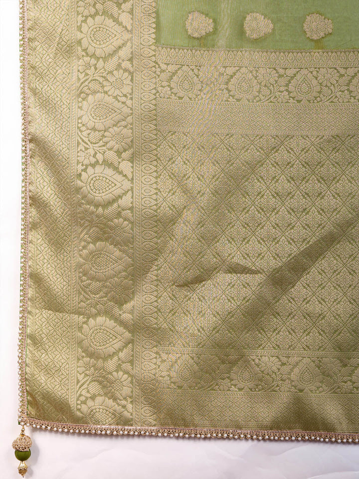 Zari Border Booti Woven Art Silk Saree