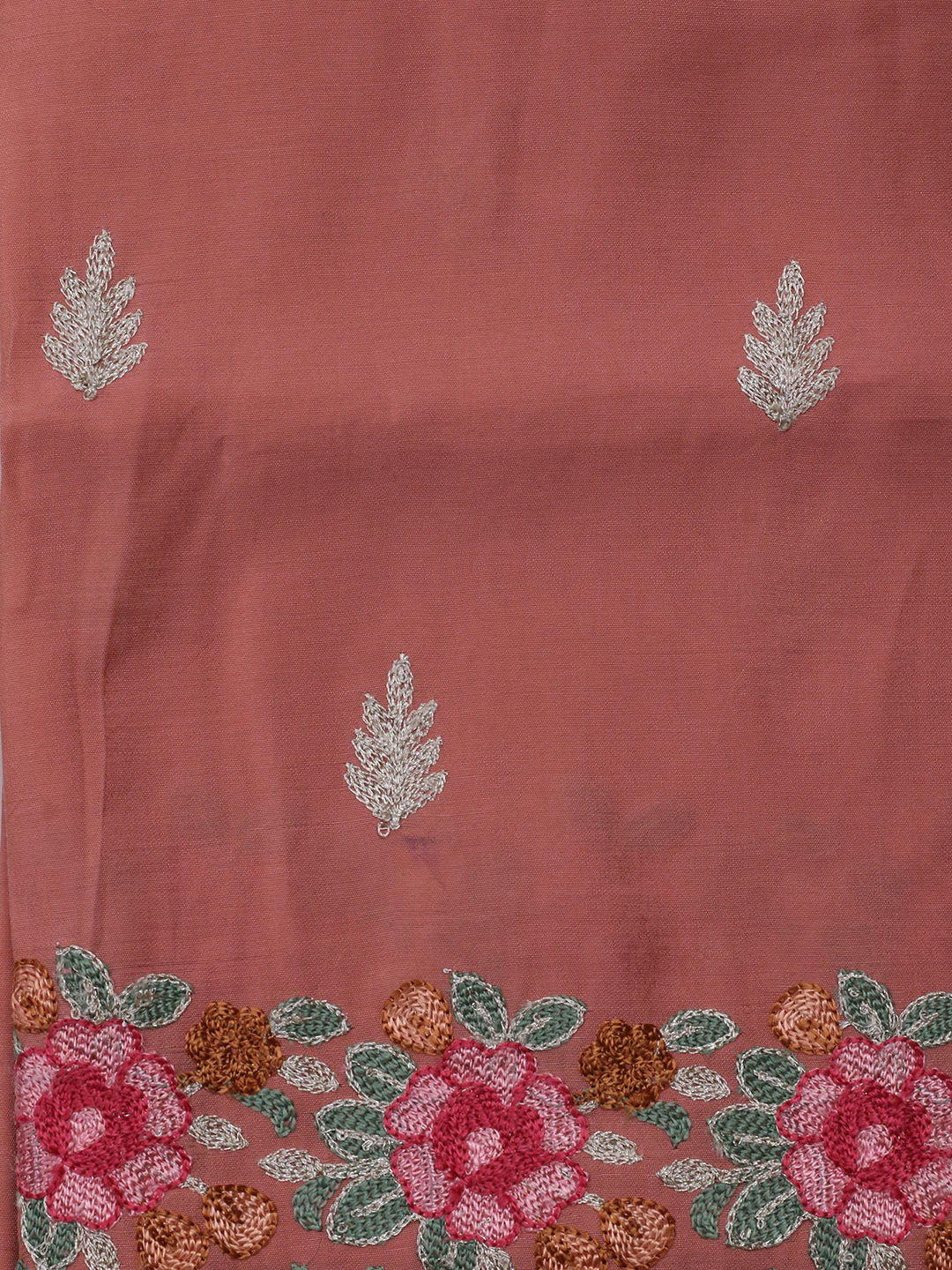 Neck Embroidered Chanderi Unstitched Suit With Dupatta