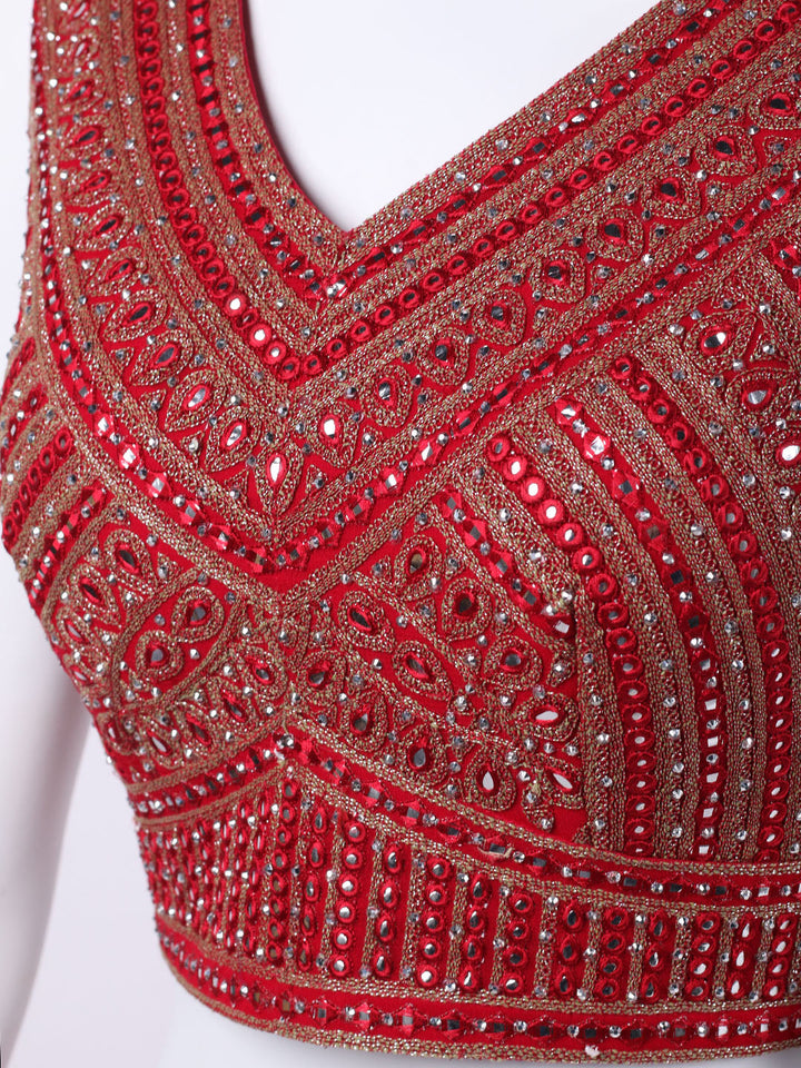 Resham Mirror Work Georgette Choli With Lehenga &amp; Dupatta