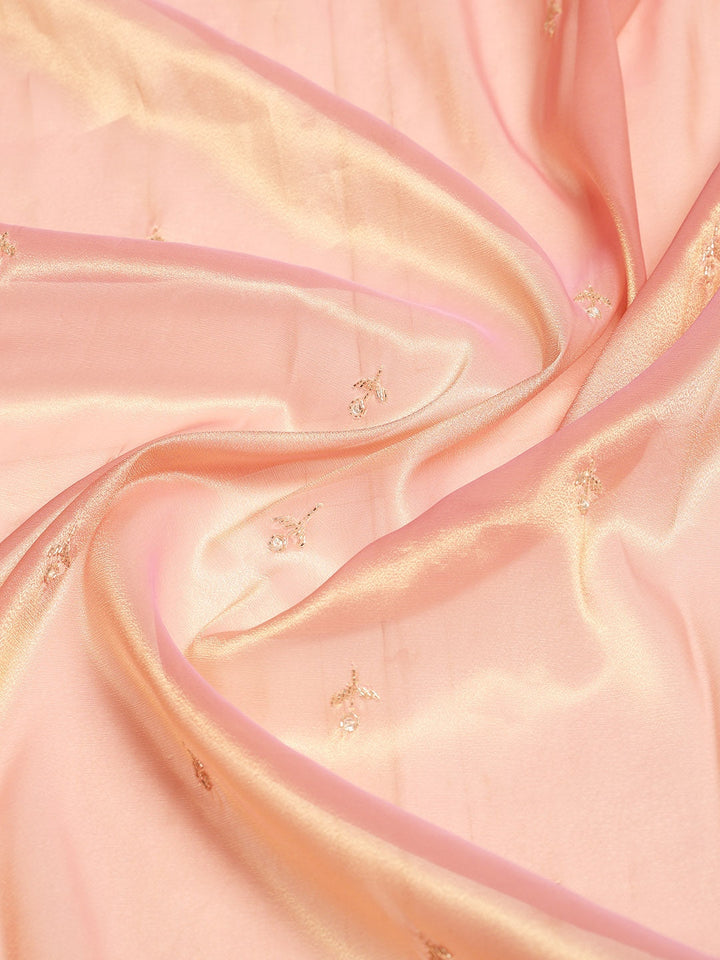 Stone &amp; Sequin Embroidered Tissue Saree