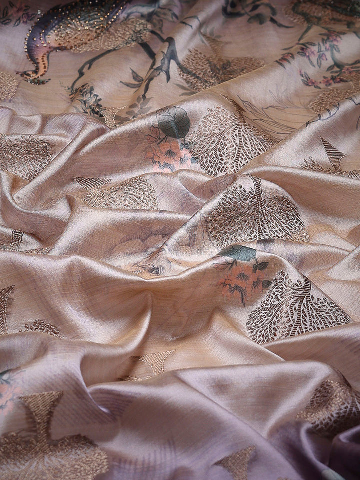 Printed &amp; Woven Design Art Silk Saree