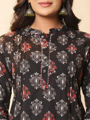 Printed Cotton Blend Kurta With Pants & Dupatta