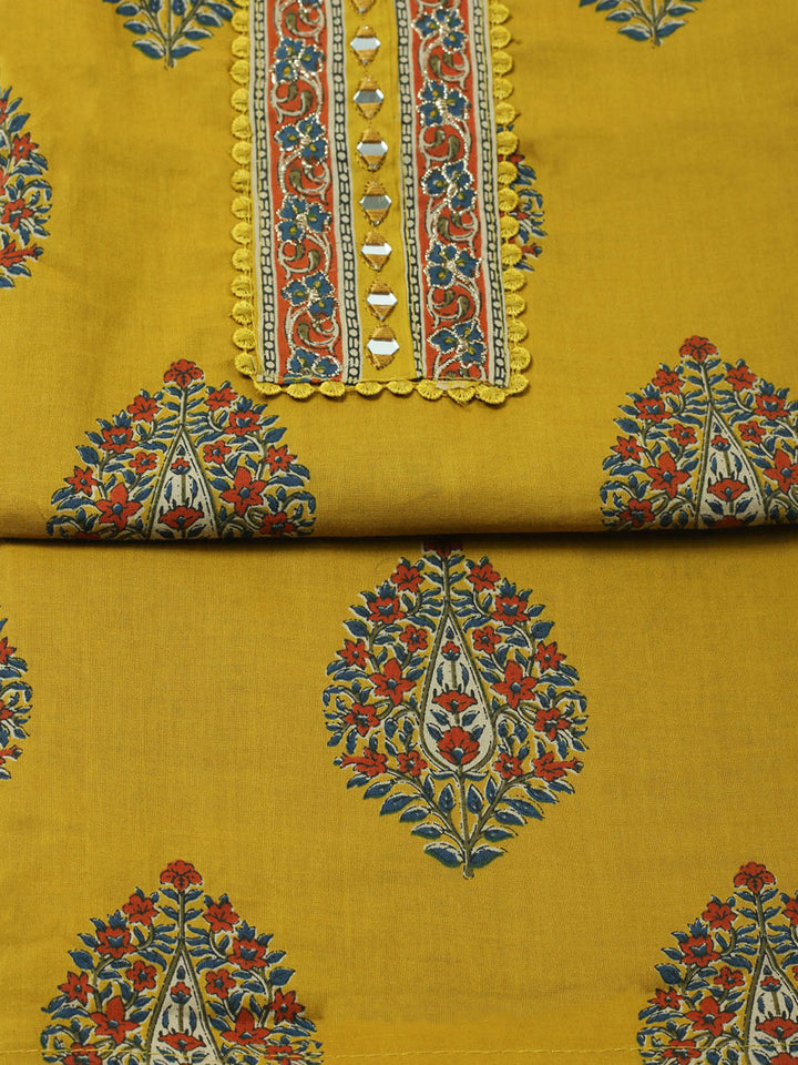 Embroidered Cotton Unstitched Suit With Pant &amp; Dupatta