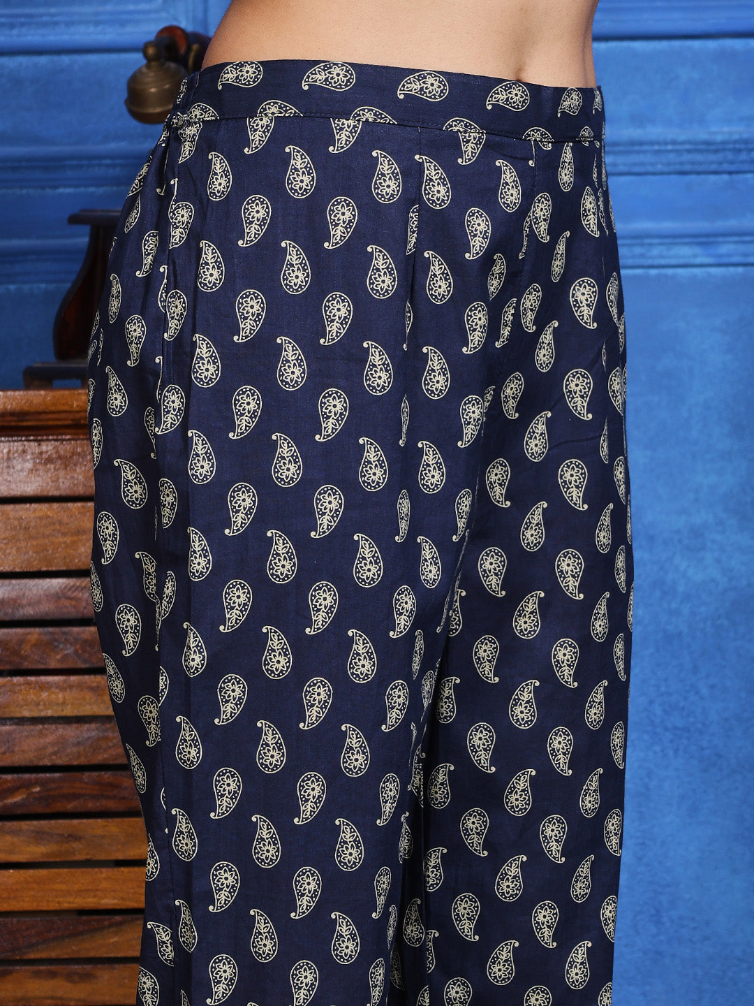 Printed Cotton Blend Kurta With Pants & Dupatta
