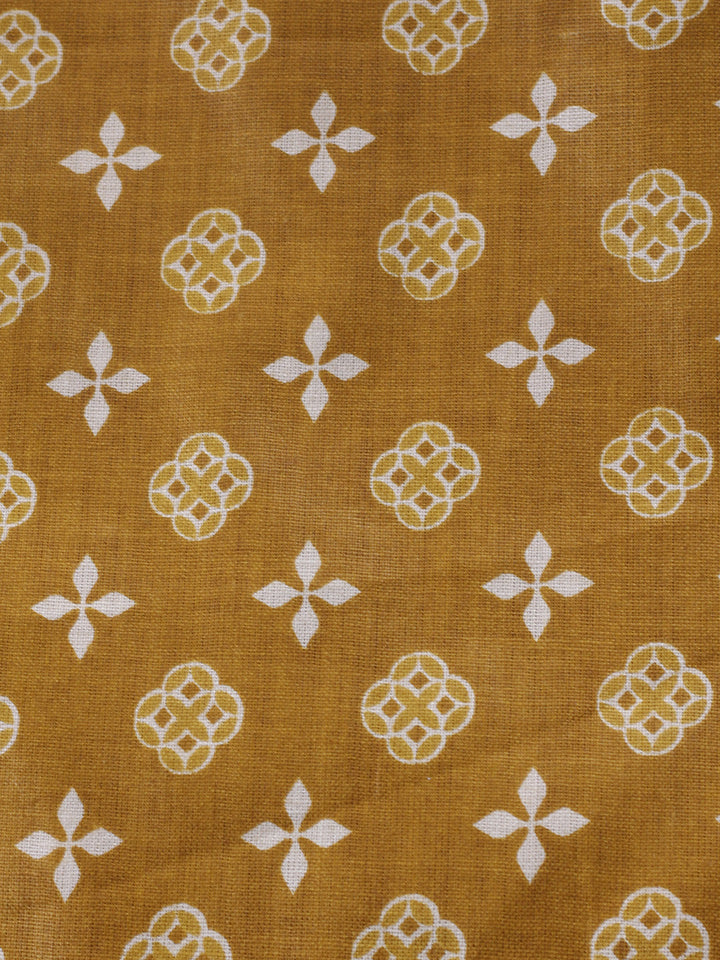 Printed Cotton Blend Unstitched Suit With Pant &amp; Dupatta