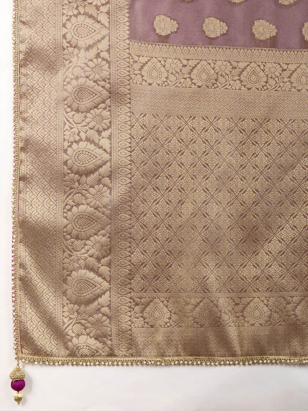 Zari Border Booti Woven Art Silk Saree
