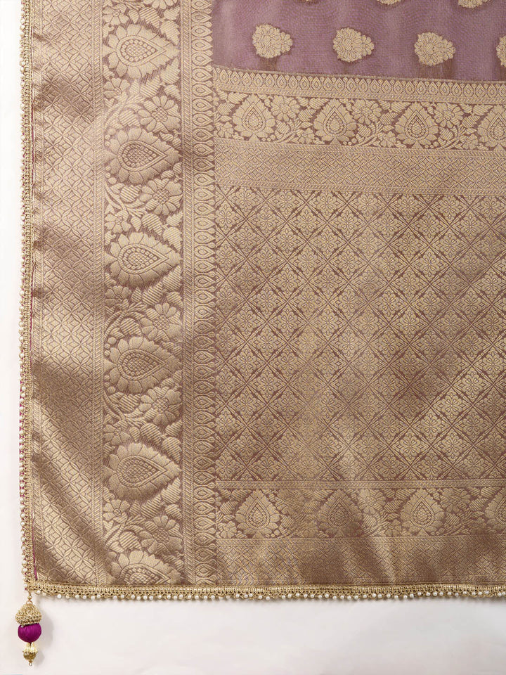Zari Border Booti Woven Art Silk Saree