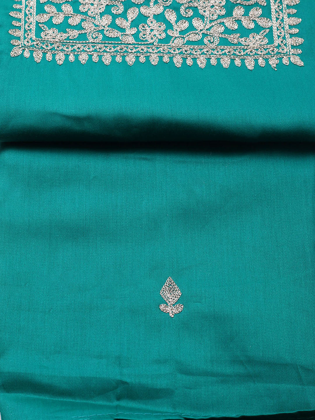 Neck Embroidered Chanderi Unstitched Suit With Dupatta