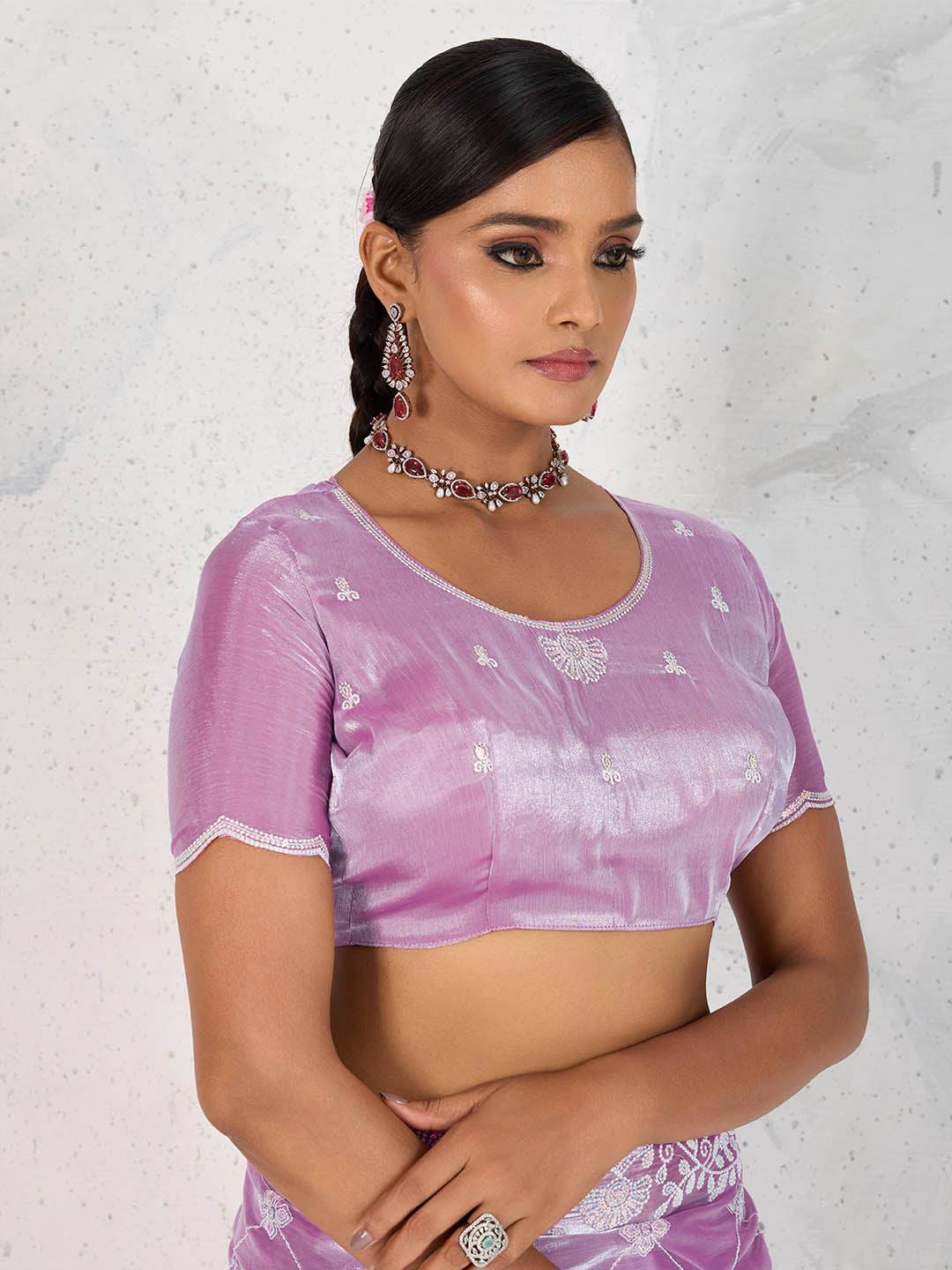 Sequence Embroidery Organza Saree