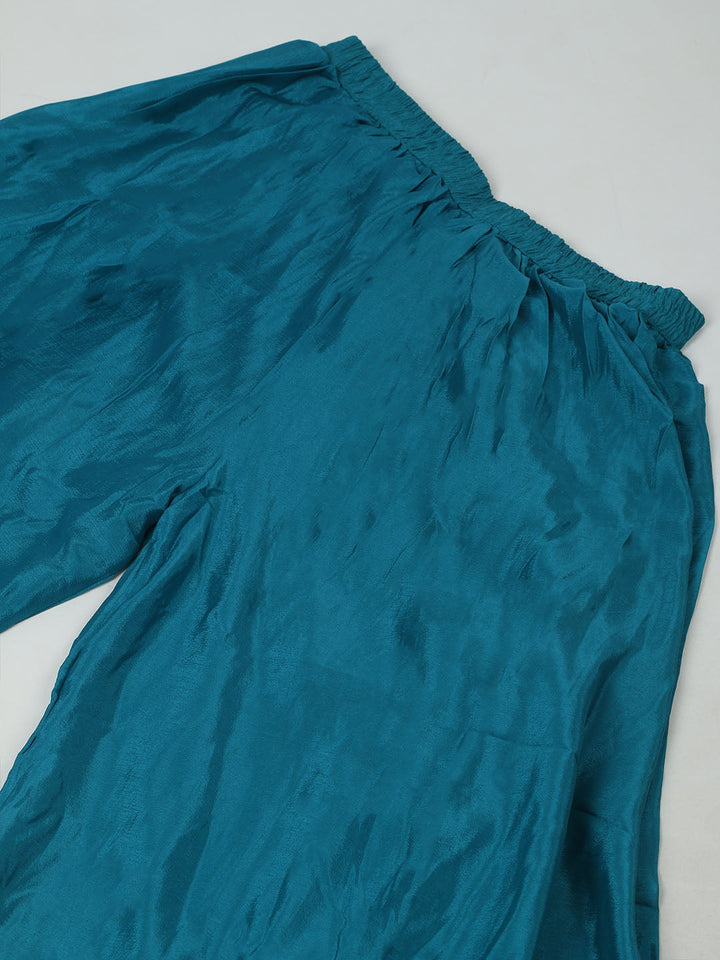 Embroidered Art Silk Unstitched Suit Piece With Dupatta