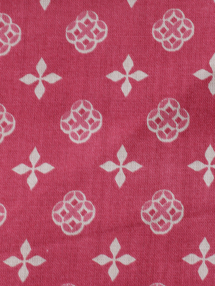 Printed Cotton Blend Unstitched Suit With Pant &amp; Dupatta