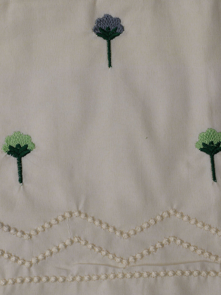 Neck Embroidered &amp; Printed Cotton Blend Unstitched Suit With Dupatta